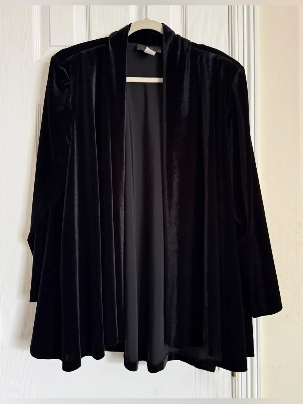 Alex Evenings Black Velvet Open Front Cardigan Women's 3X Minimalist Formal USA